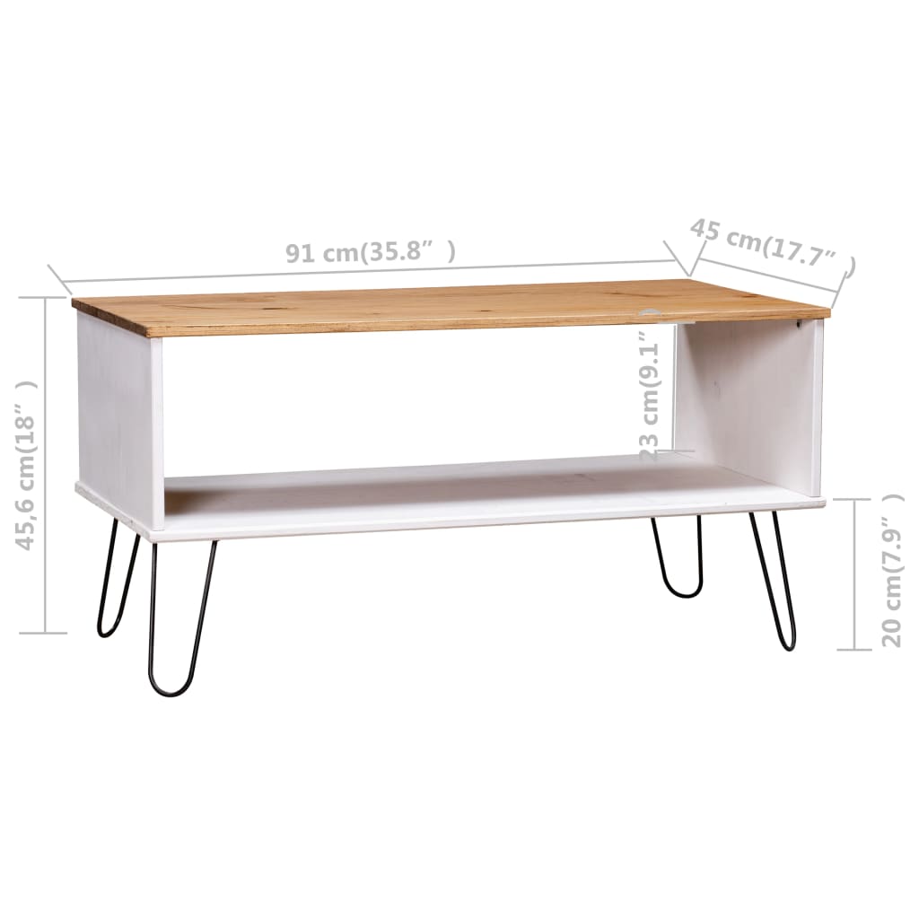 Salontafel New York grenenhout wit en lichthoutkleurig