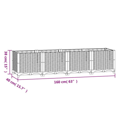 Plantenbak Verhoogd Polypropyleen 160 x 40 x 38 cm Donkergrijs