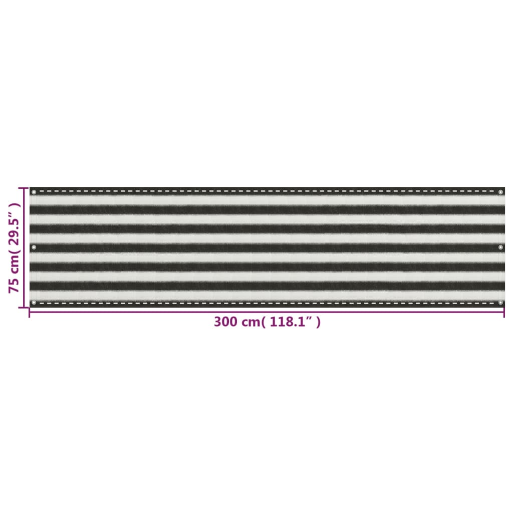 Balkonscherm Hdpe Kleurig En Antraciet En Wit 75 x 300 cm