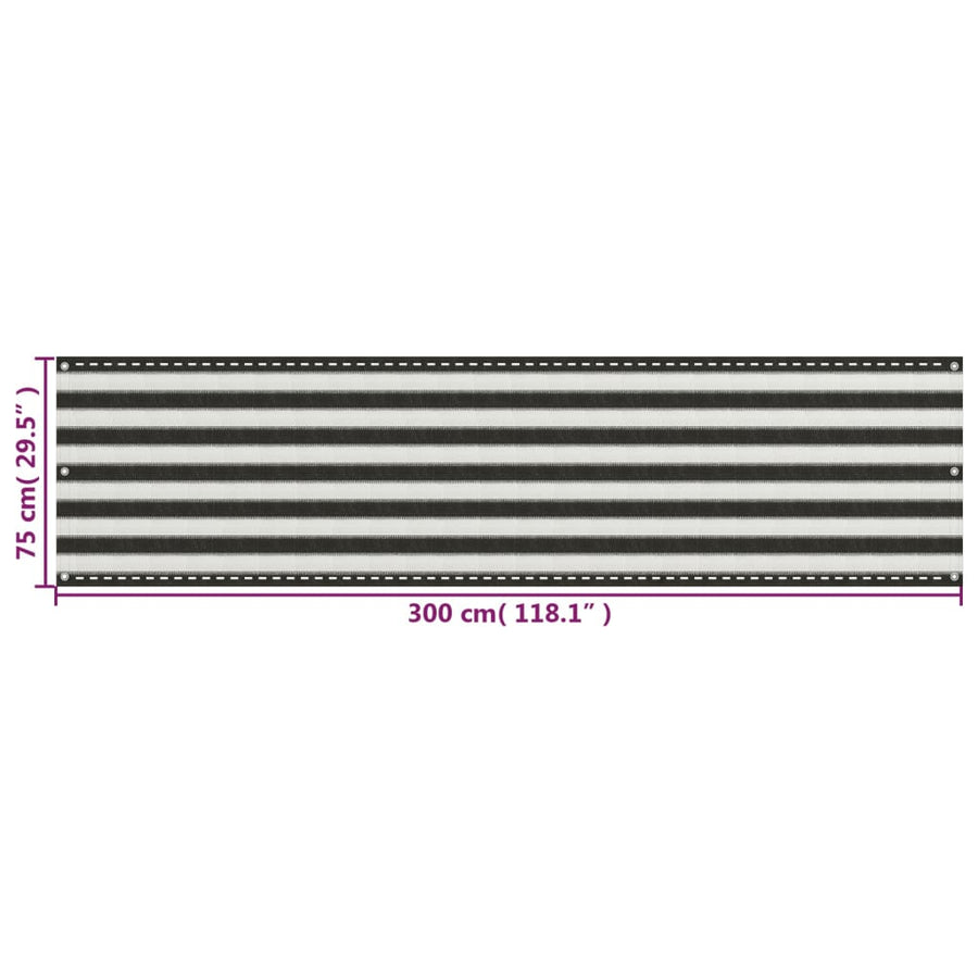 Balkonscherm Hdpe Kleurig En Antraciet En Wit 75 x 300 cm