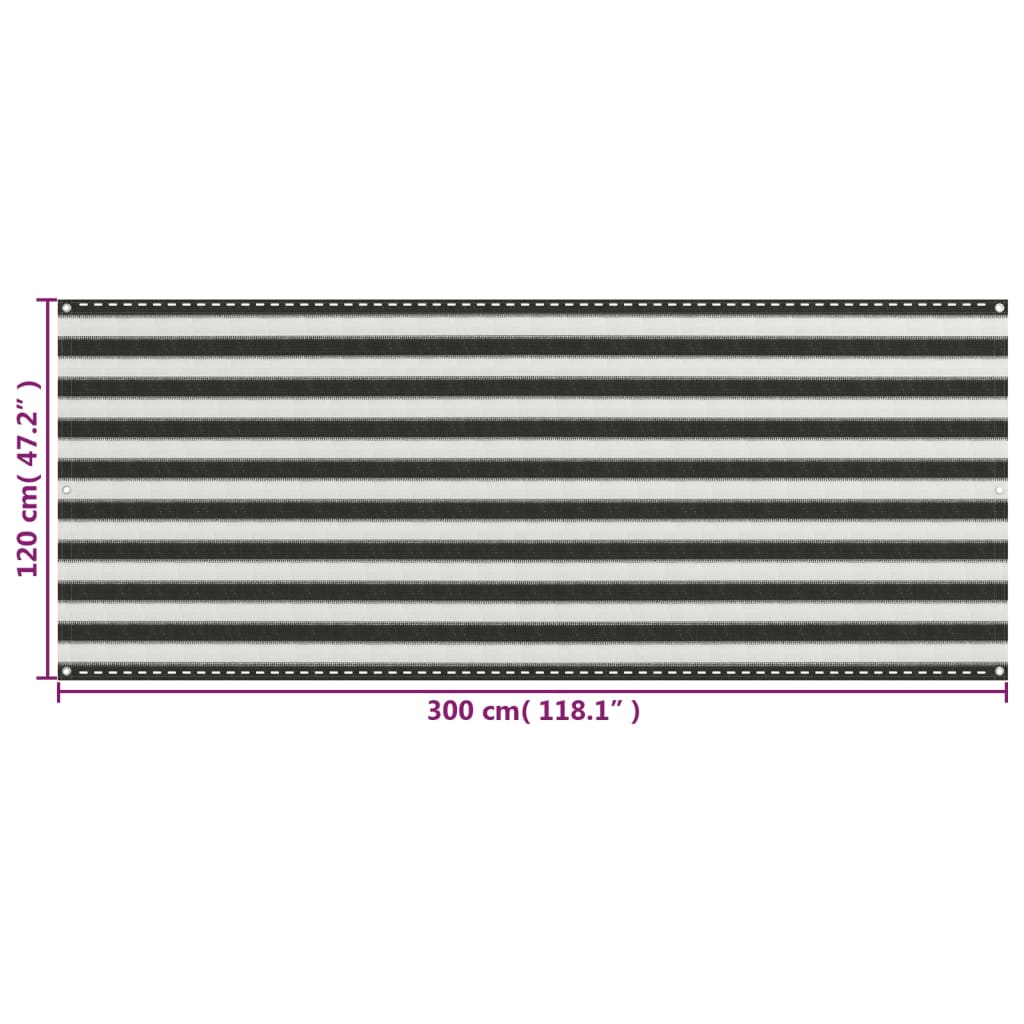 Balkonscherm Hdpe Kleurig En Antraciet En Wit 120 x 300 cm