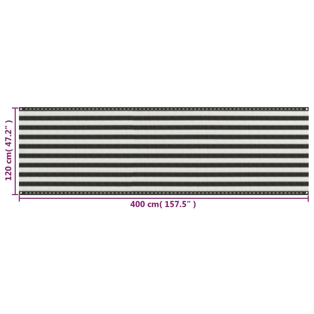 Balkonscherm Hdpe Kleurig En Antraciet En Wit 120 x 400 cm