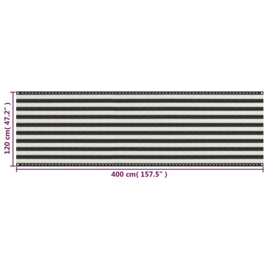 Balkonscherm Hdpe Kleurig En Antraciet En Wit 120 x 400 cm