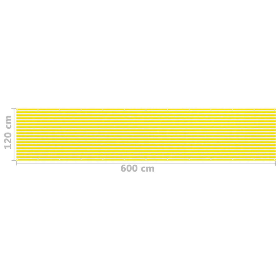 Balkonscherm Hdpe Geel En Wit 120 x 600 cm