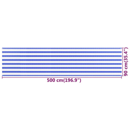 Balkonscherm Hdpe Blauw En Wit 90 x 500 cm