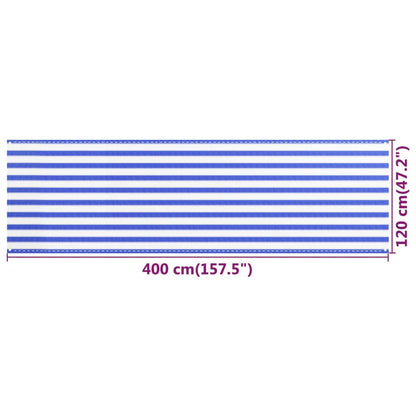 Balkonscherm Hdpe Blauw En Wit 120 x 400 cm