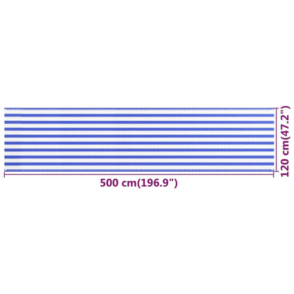 Balkonscherm Hdpe Blauw En Wit 120 x 500 cm