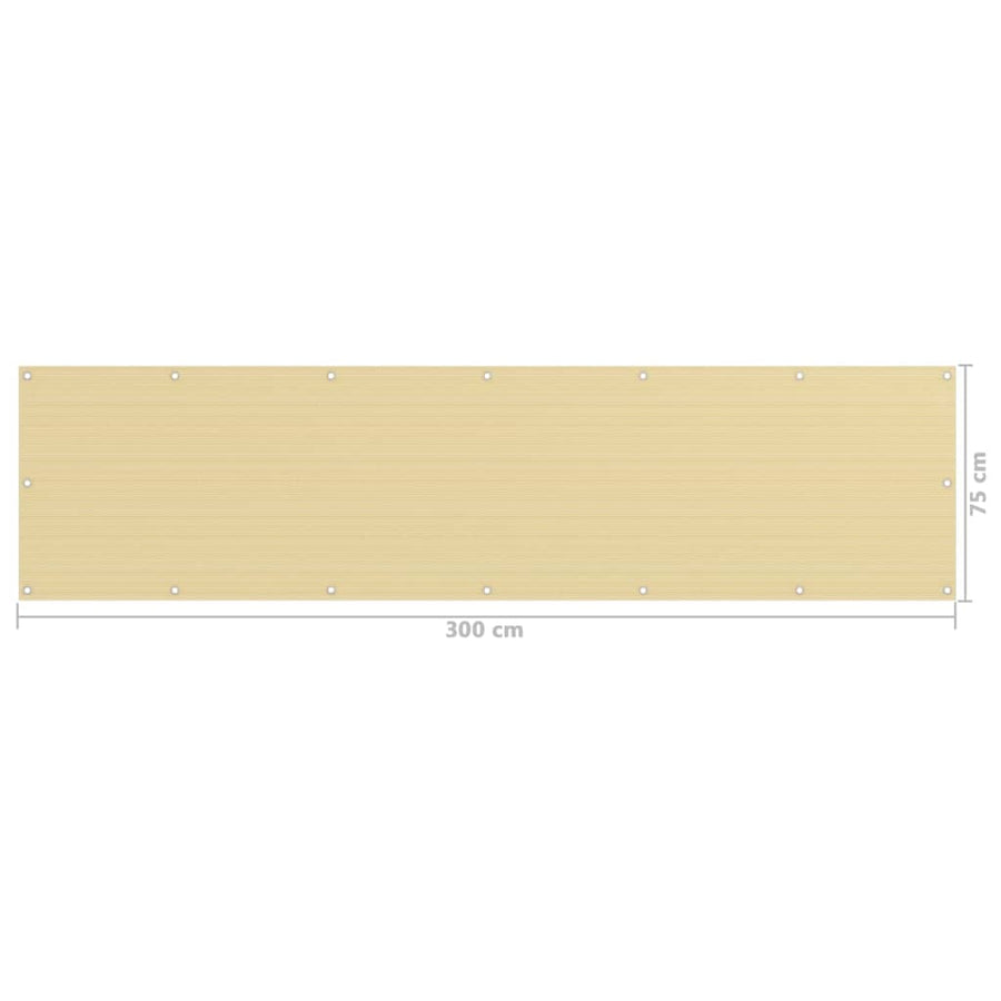 Balkonscherm Hdpe Beige 75 x 300 cm