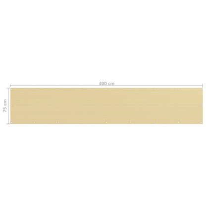 Balkonscherm Hdpe Beige 75 x 400 cm