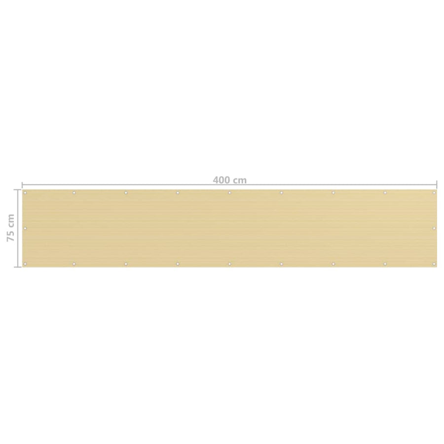 Balkonscherm Hdpe Beige 75 x 400 cm
