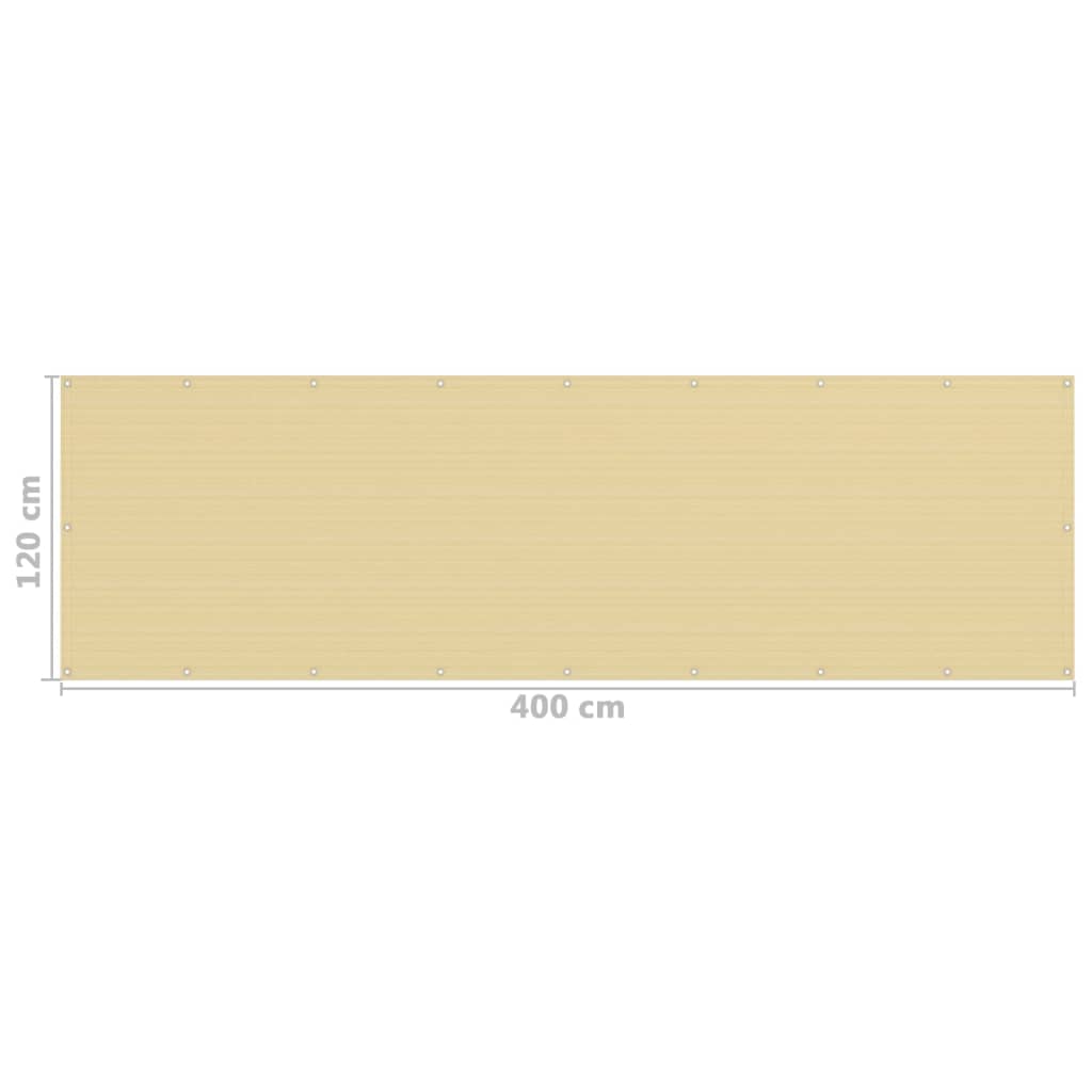 Balkonscherm Hdpe Beige 120 x 400 cm
