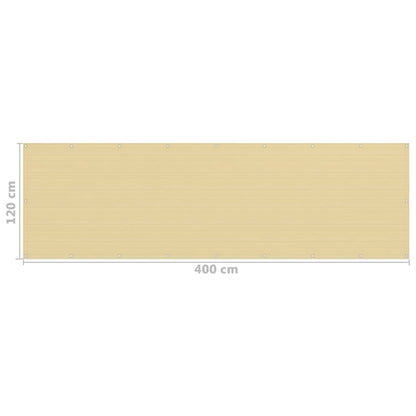 Balkonscherm Hdpe Beige 120 x 400 cm
