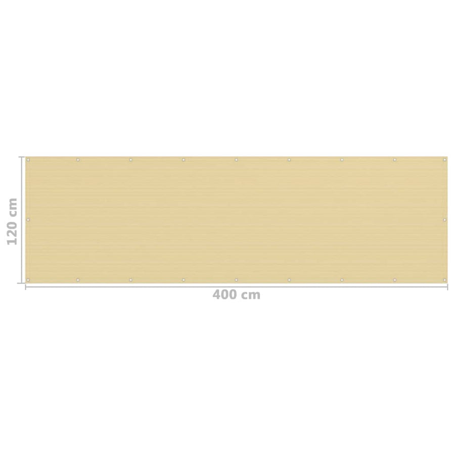 Balkonscherm Hdpe Beige 120 x 400 cm