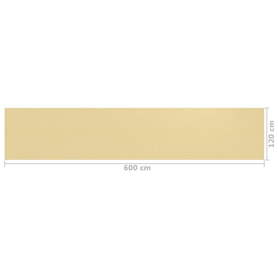 Balkonscherm Hdpe Beige 120 x 600 cm