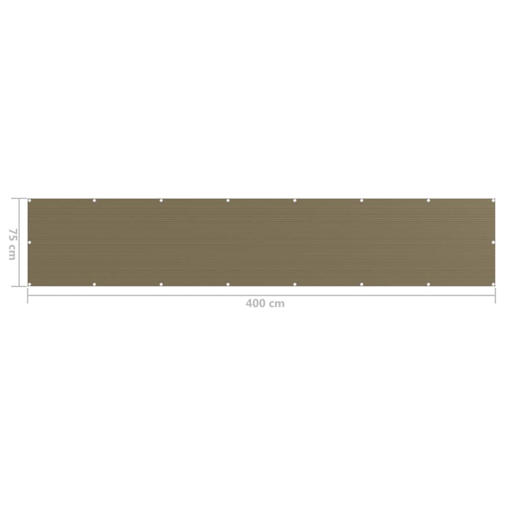 Balkonscherm Hdpe Taupe 75 x 400 cm