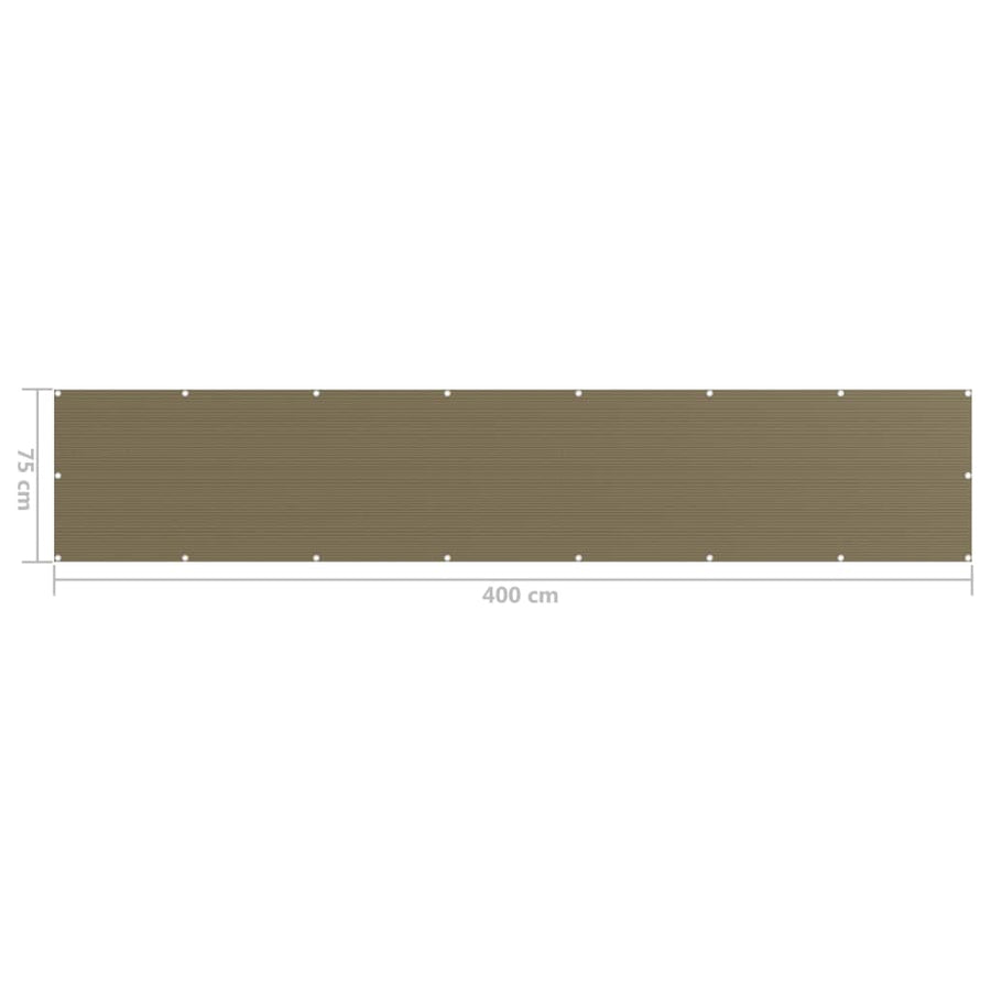 Balkonscherm Hdpe Taupe 75 x 400 cm