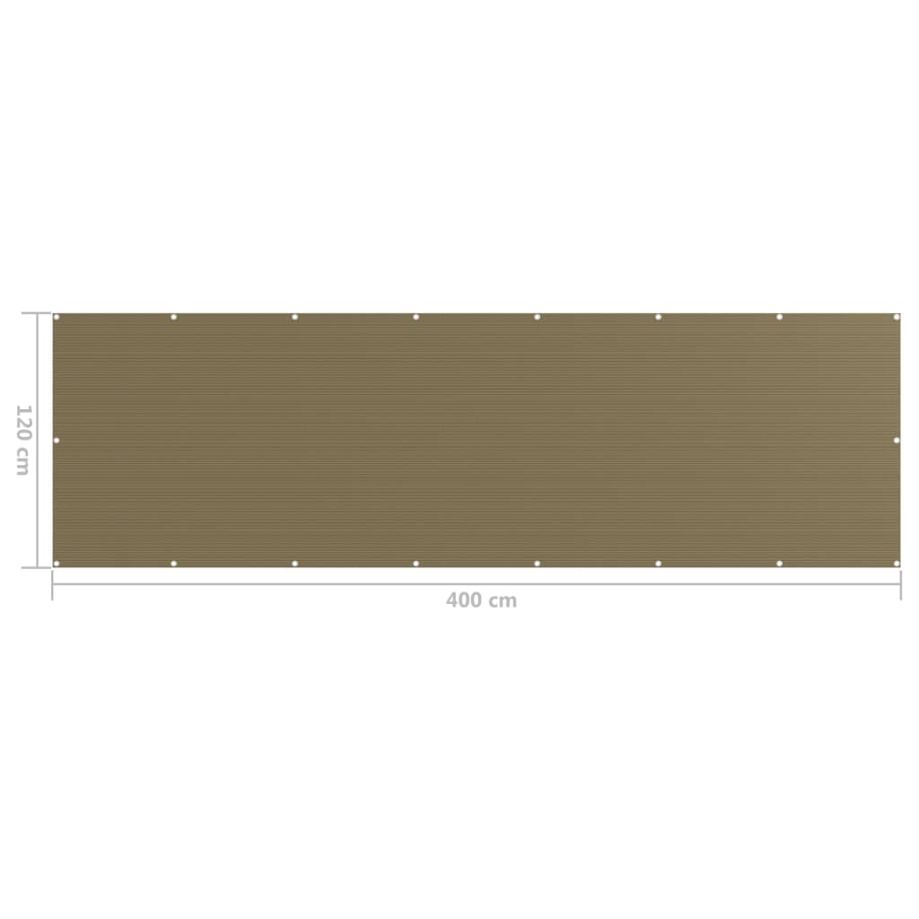 Balkonscherm Hdpe Taupe 120 x 400 cm
