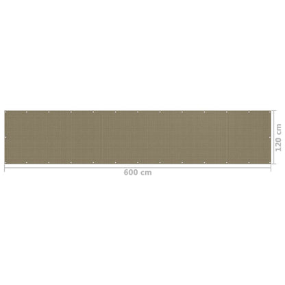 Balkonscherm Hdpe Taupe 120 x 600 cm