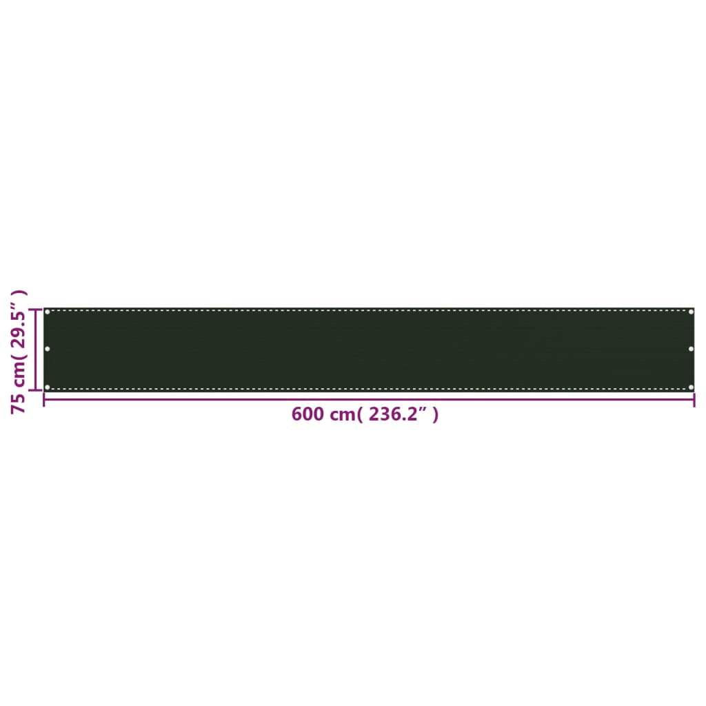 Balkonscherm Hdpe Donkergroen 75 x 600 cm