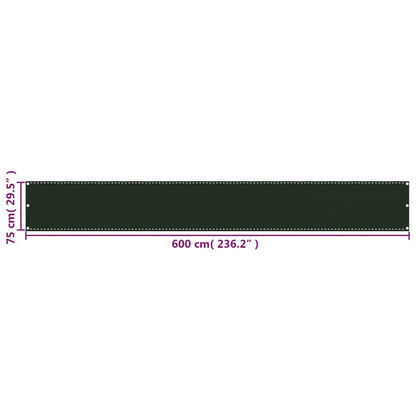 Balkonscherm Hdpe Donkergroen 75 x 600 cm