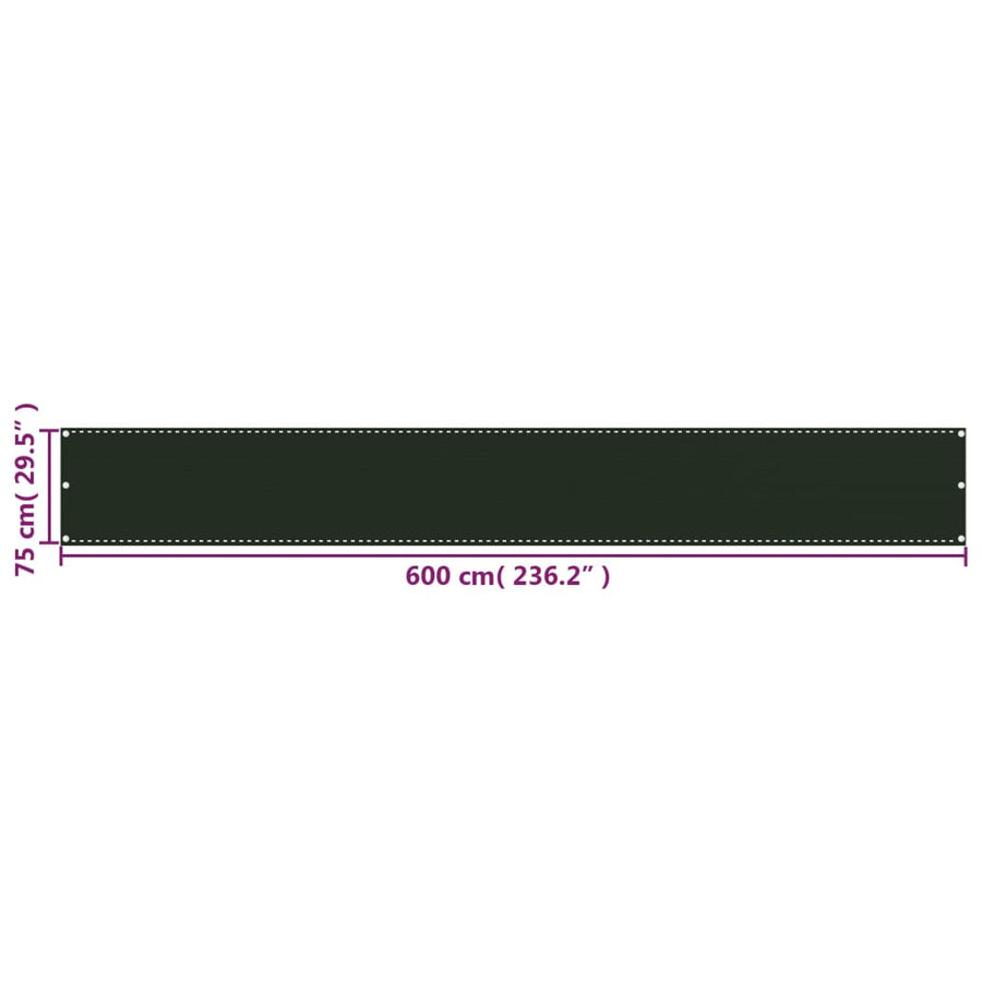 Balkonscherm Hdpe Donkergroen 75 x 600 cm