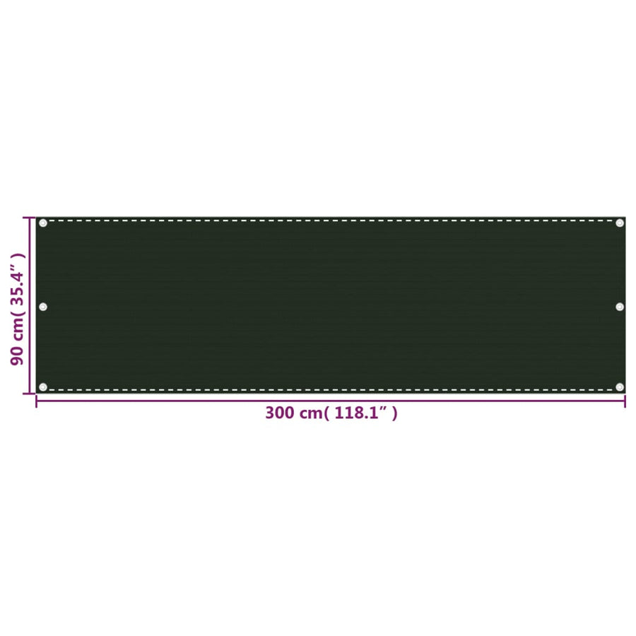 Balkonscherm Hdpe Donkergroen 90 x 300 cm