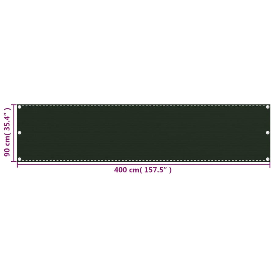 Balkonscherm Hdpe Donkergroen 90 x 400 cm