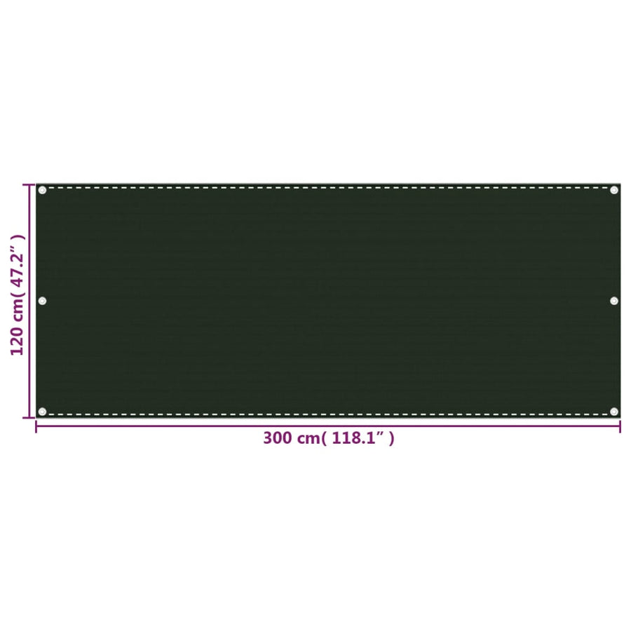 Balkonscherm Hdpe Donkergroen 120 x 300 cm