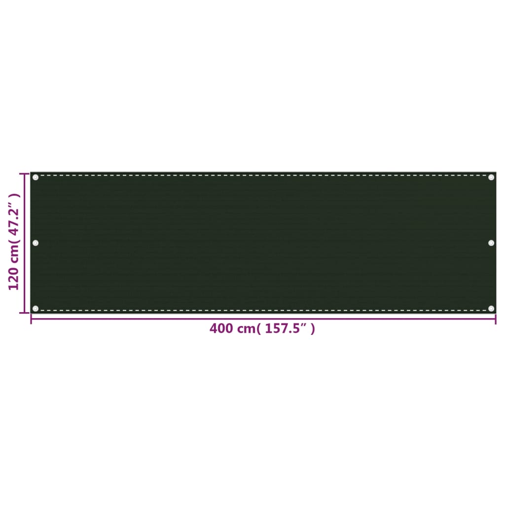 Balkonscherm Hdpe Donkergroen 120 x 400 cm