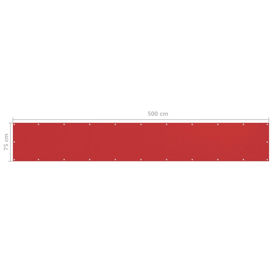 Balkonscherm Hdpe Rood 75 x 500 cm