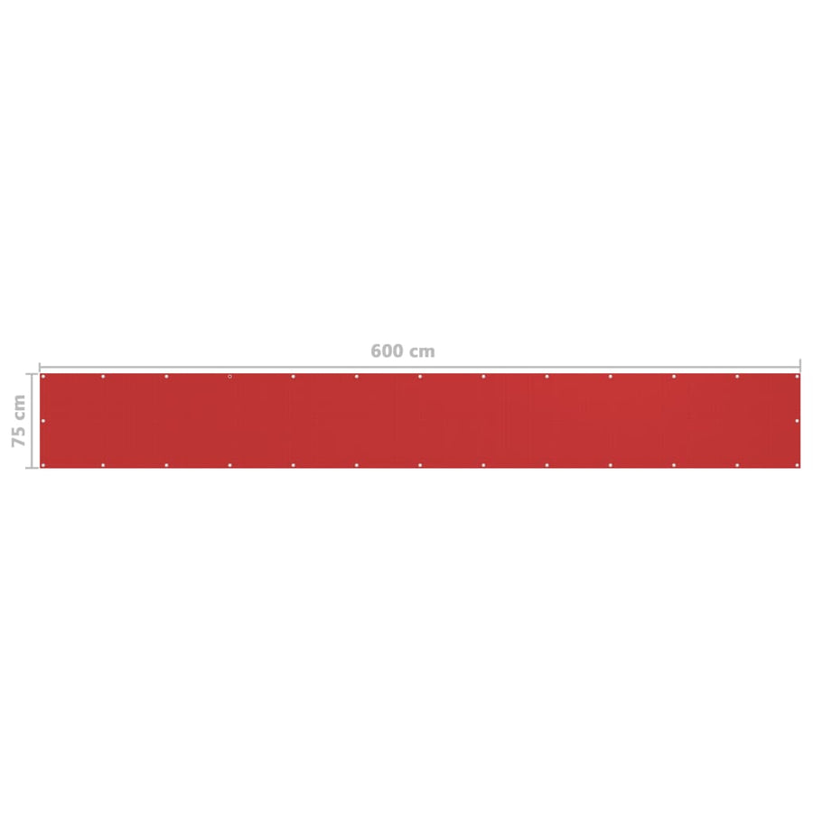 Balkonscherm Hdpe Rood 75 x 600 cm