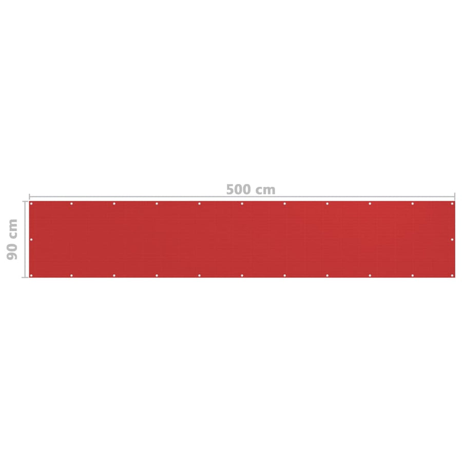Balkonscherm Hdpe Rood 90 x 500 cm