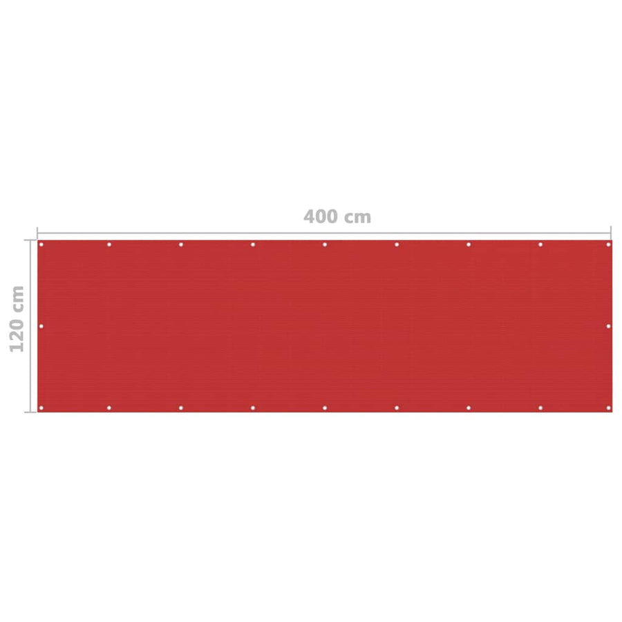 Balkonscherm Hdpe Rood 120 x 400 cm