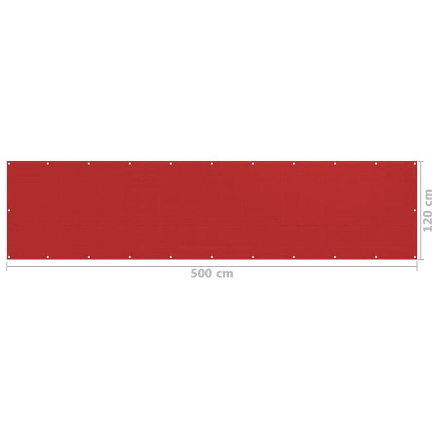 Balkonscherm Hdpe Rood 120 x 500 cm
