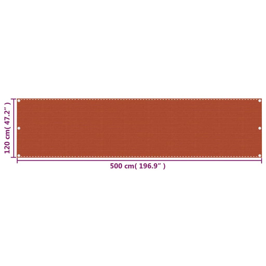 Balkonscherm 120x500 cm HDPE oranje 120 x 500 cm