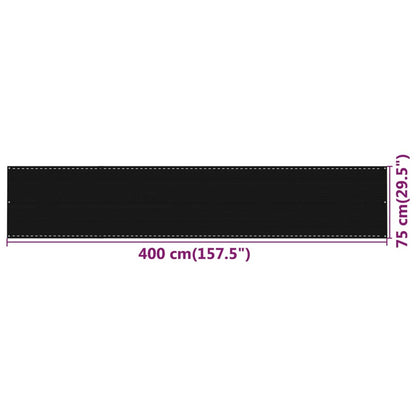 Balkonscherm Hdpe Zwart 75 x 400 cm