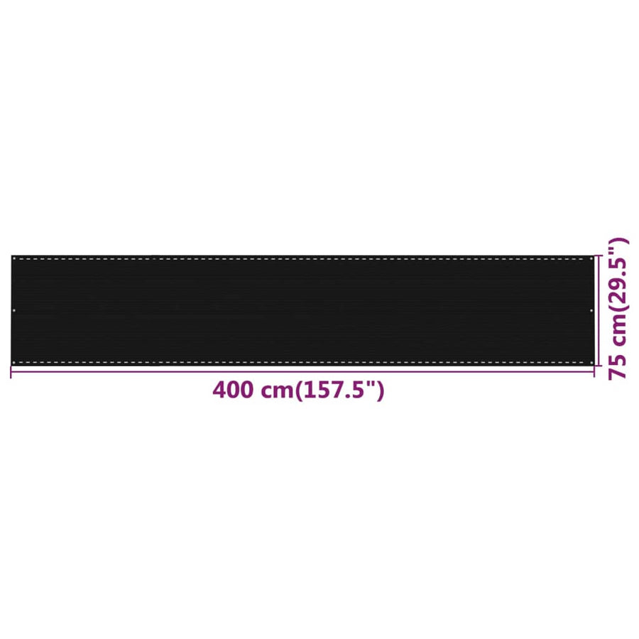 Balkonscherm Hdpe Zwart 75 x 400 cm
