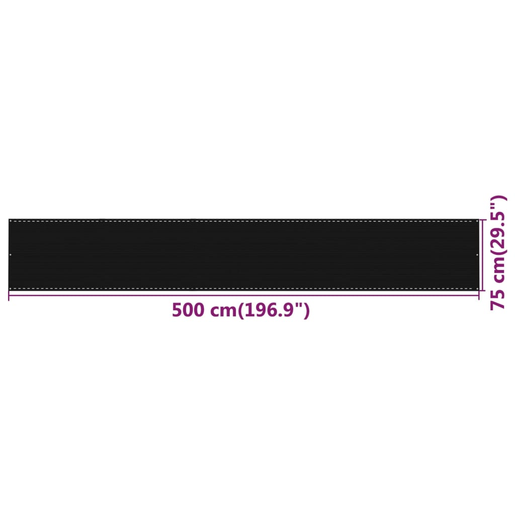 Balkonscherm Hdpe Zwart 75 x 500 cm
