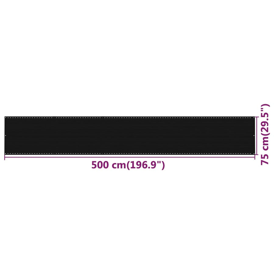 Balkonscherm Hdpe Zwart 75 x 500 cm