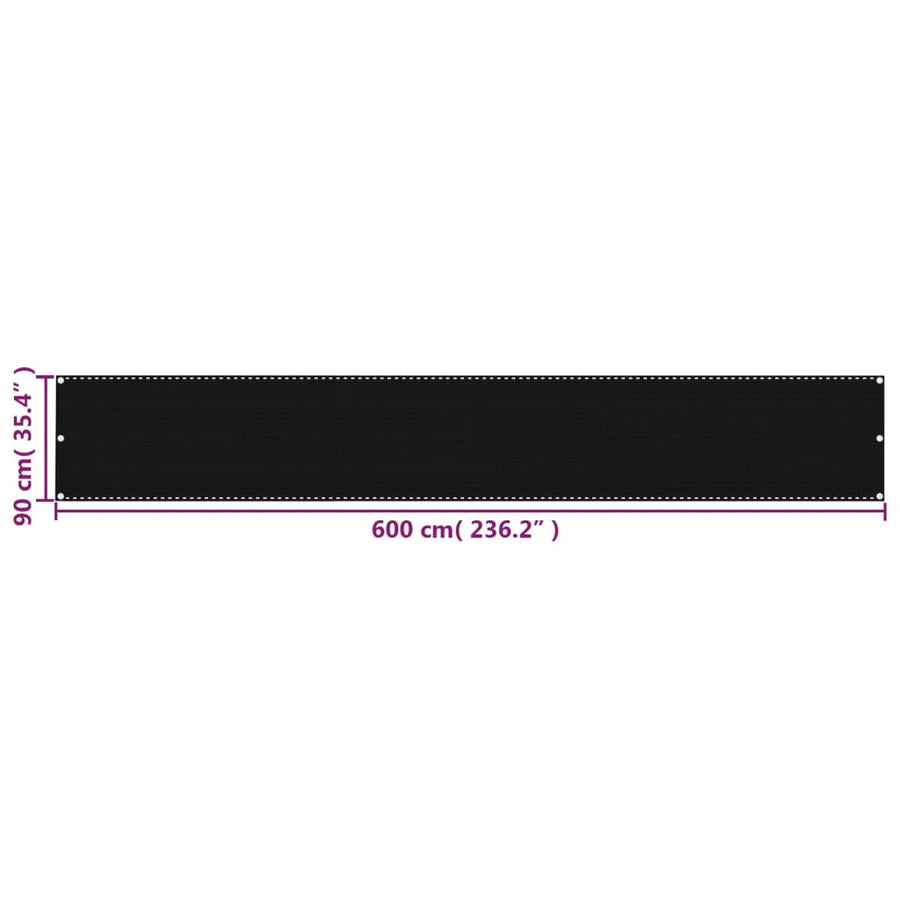 Balkonscherm Hdpe Zwart 90 x 600 cm