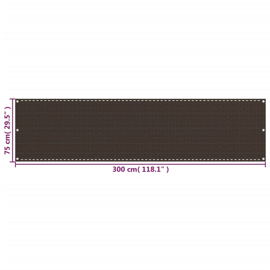 Balkonscherm Hdpe Bruin 75 x 300 cm