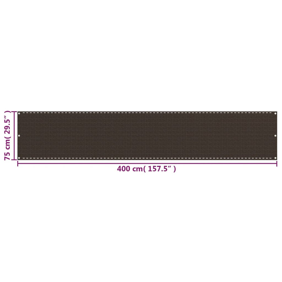 Balkonscherm 75x400 cm HDPE bruin