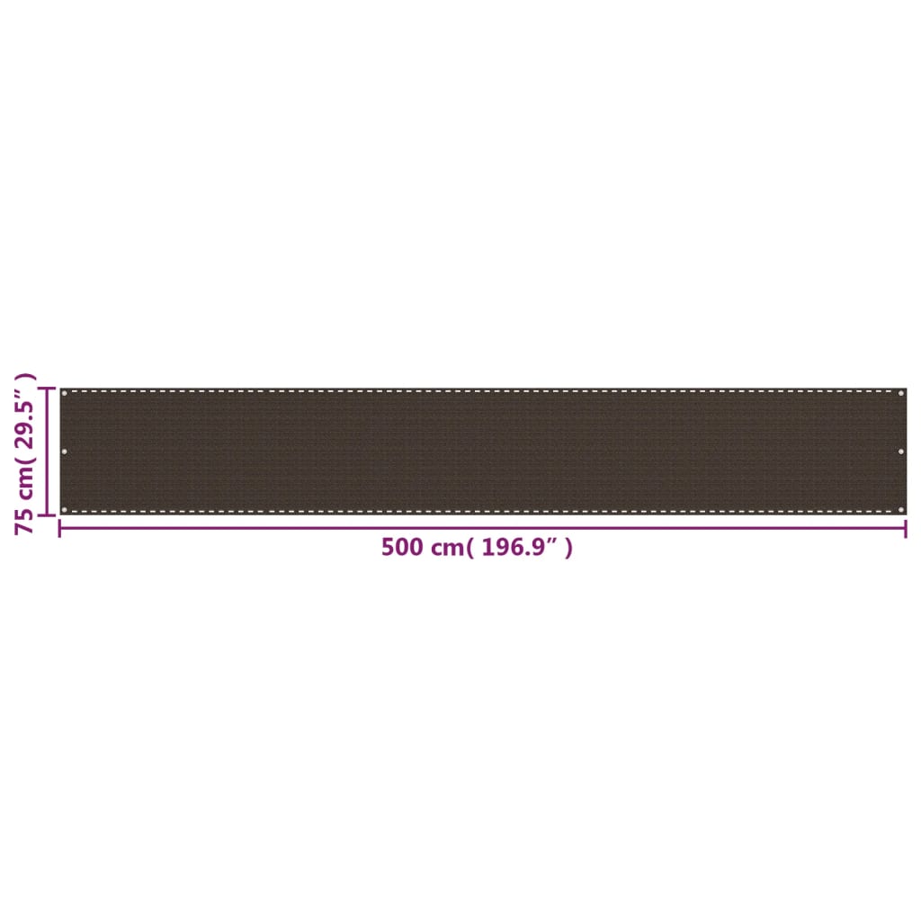 Balkonscherm 75x500 cm HDPE bruin