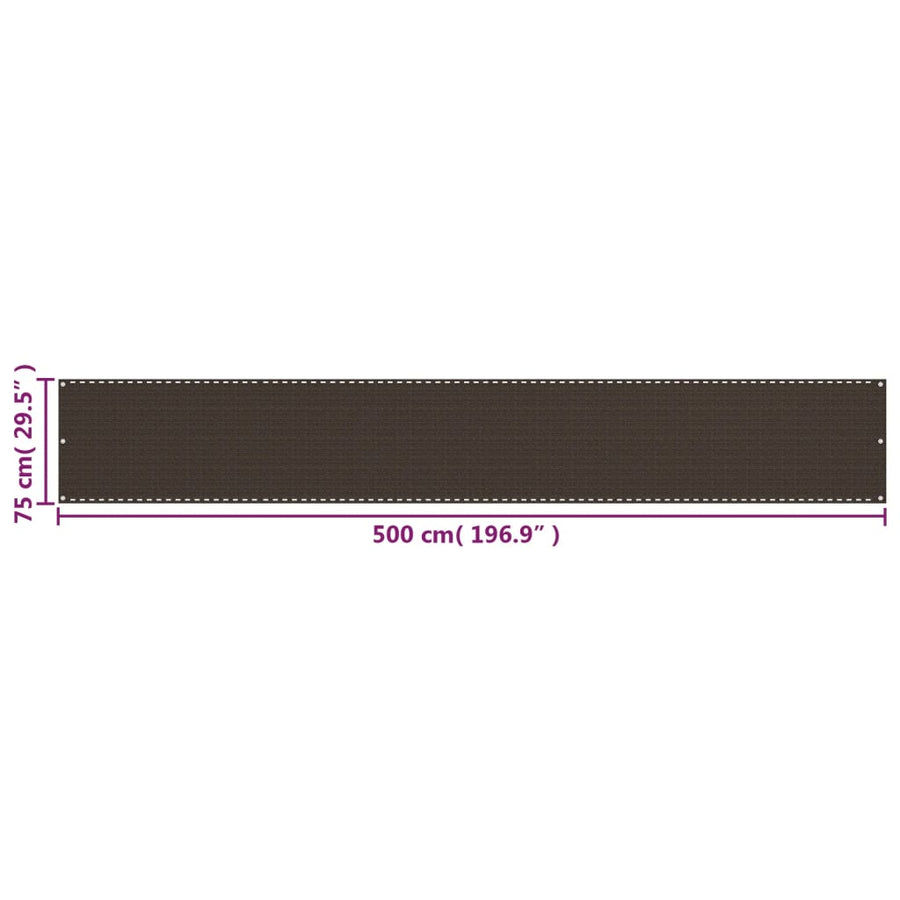 Balkonscherm 75x500 cm HDPE bruin