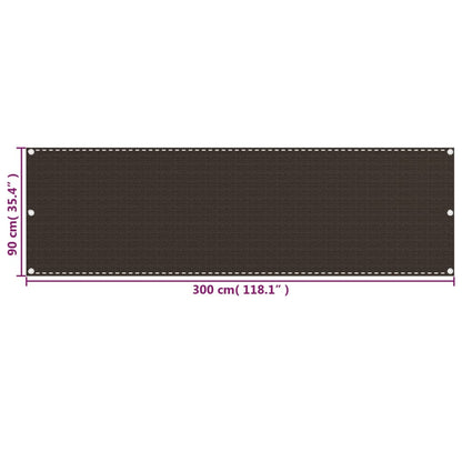 Balkonscherm Hdpe Bruin 90 x 300 cm