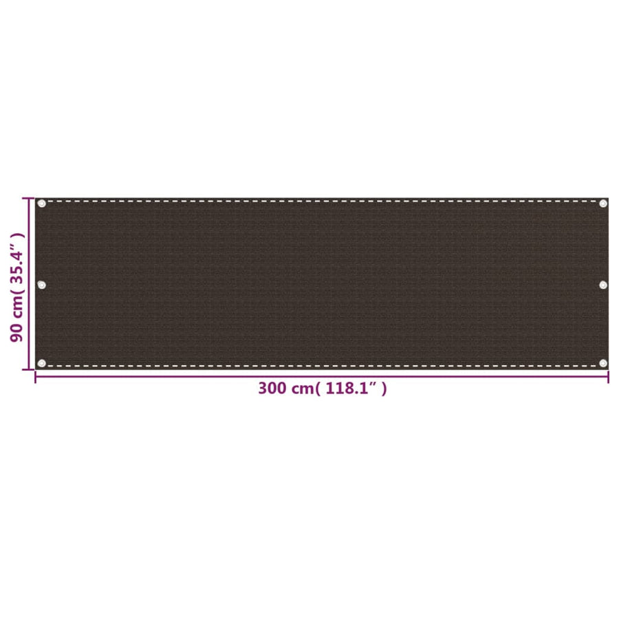 Balkonscherm Hdpe Bruin 90 x 300 cm