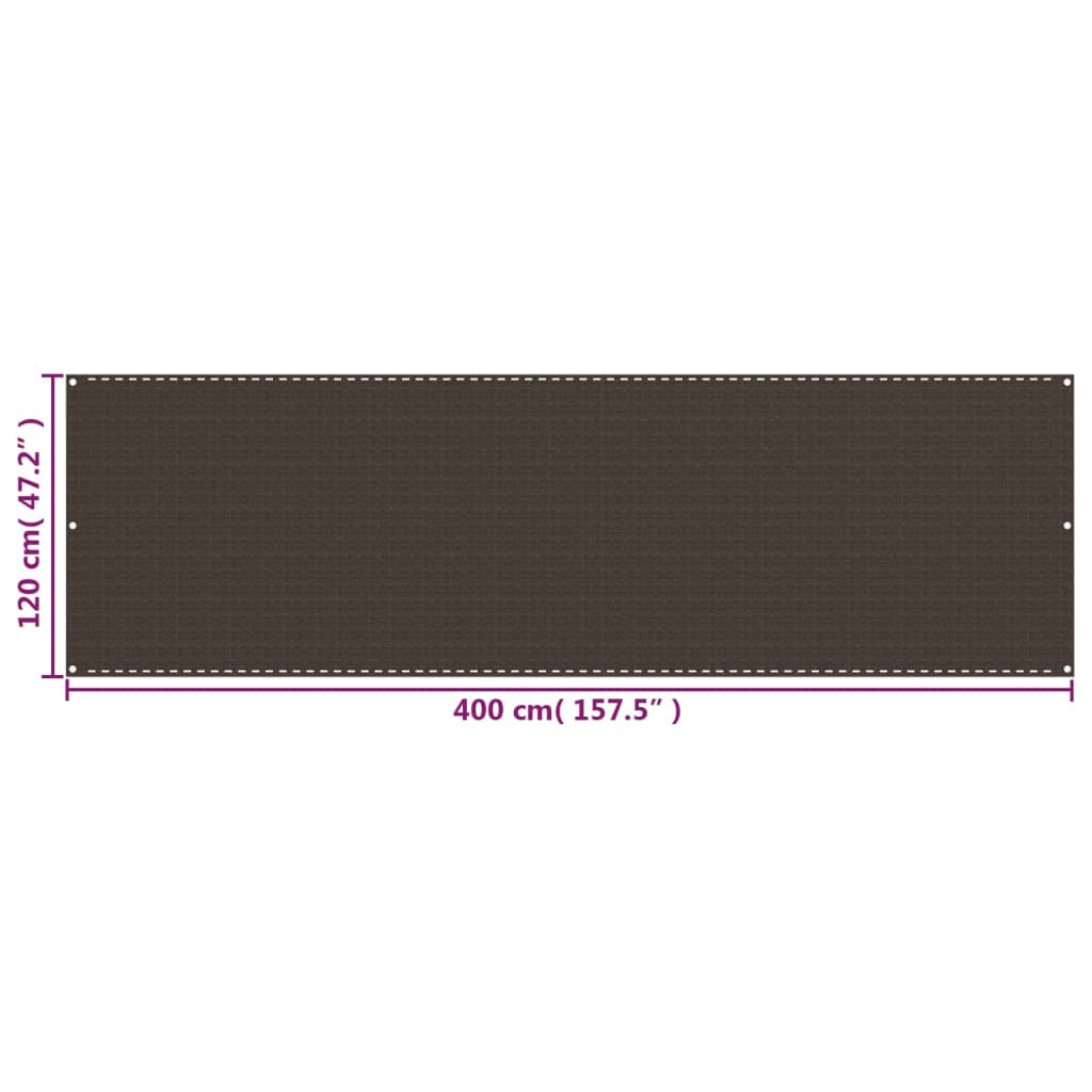 Balkonscherm Hdpe Bruin 120 x 400 cm