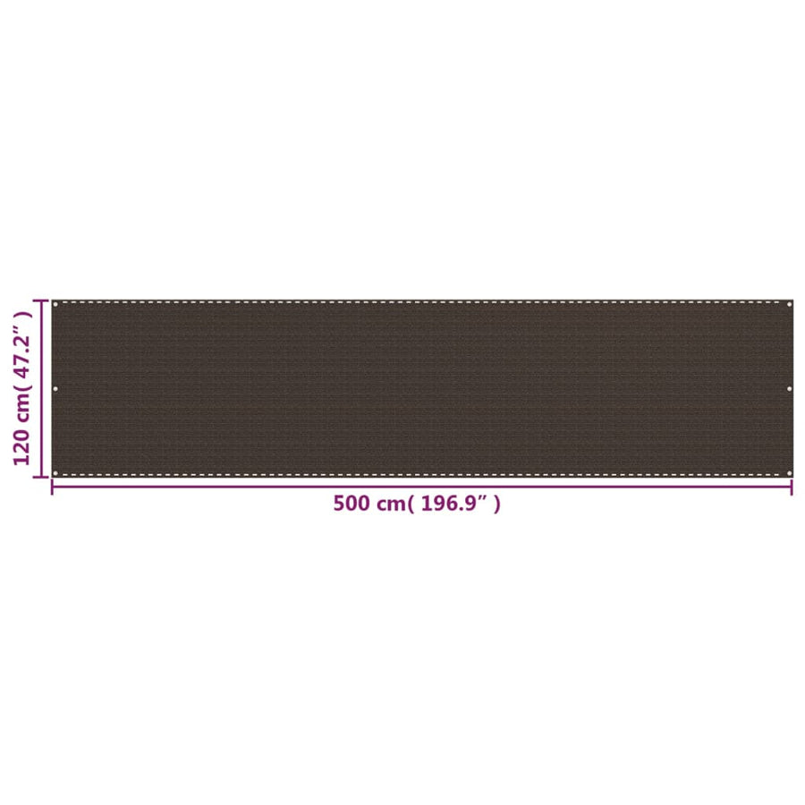 Balkonscherm Hdpe Bruin 120 x 500 cm