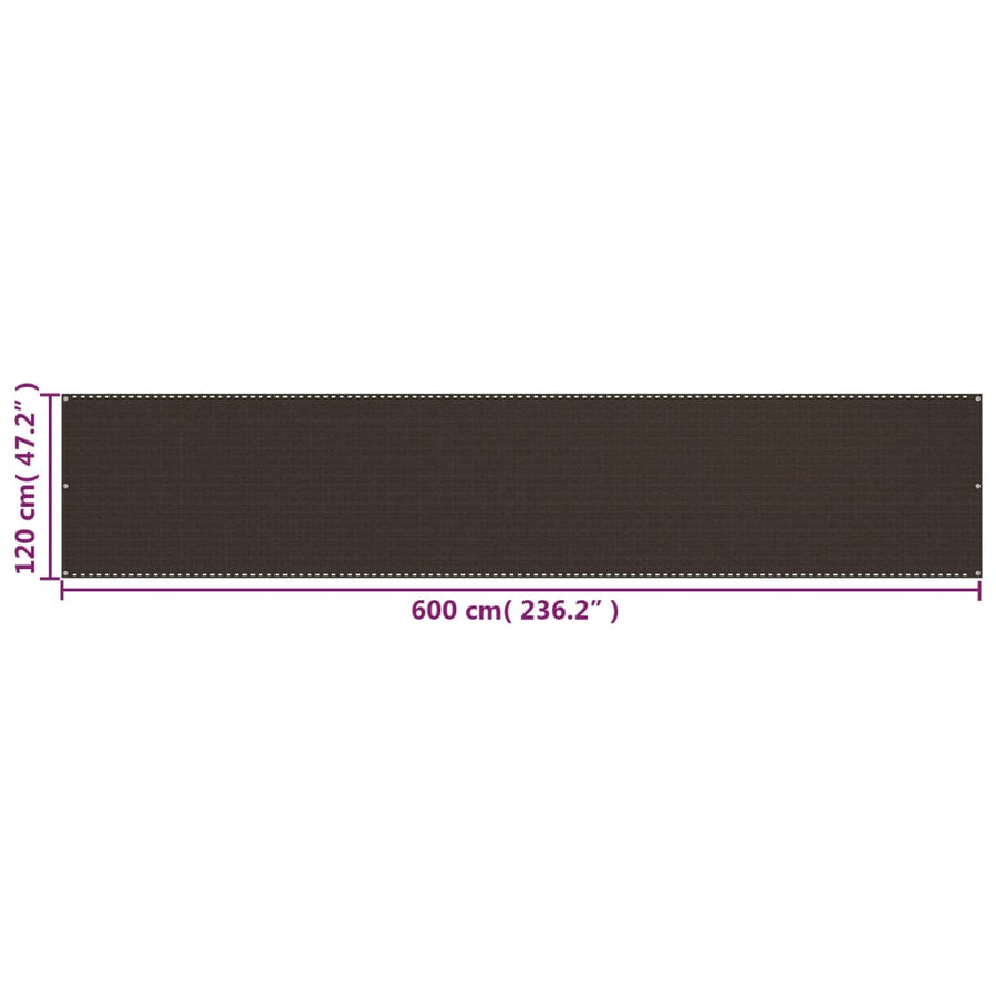 Balkonscherm Hdpe Bruin 120 x 600 cm