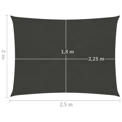 Zonnezeil 160 g/m² 2x2,5 m HDPE antracietkleurig 2.5 x 2 m